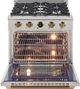 Kucht Professional KX Series 30" Stainless Steel Pro Style Dual Fuel Range with Gold Accents and Kucht Horus Thermostat-1