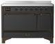 Ilve® Majestic III 48" Graphite Matte Pro Style Induction Range with Solid Door and Burnished Trim-0
