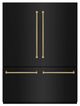 ZLINE Autograph Edition 60" 32.2 Cu. Ft. Black Stainless Steel French Door Built-In Bottom Freezer Refrigerator with Water Dispenser and Ice Maker in Graphite Gray Interior and Polished Gold Helix Handles-0