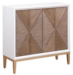 Coaster® Gretchen Brown/Distressed White Fluted Parquet Cabinet