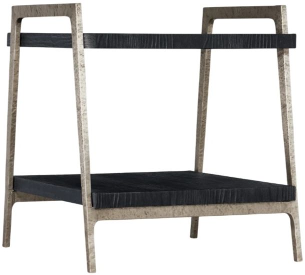 Hooker® Furniture Chapman Charred Black Shou Sugi Ban End Table with Pewter Frame-0