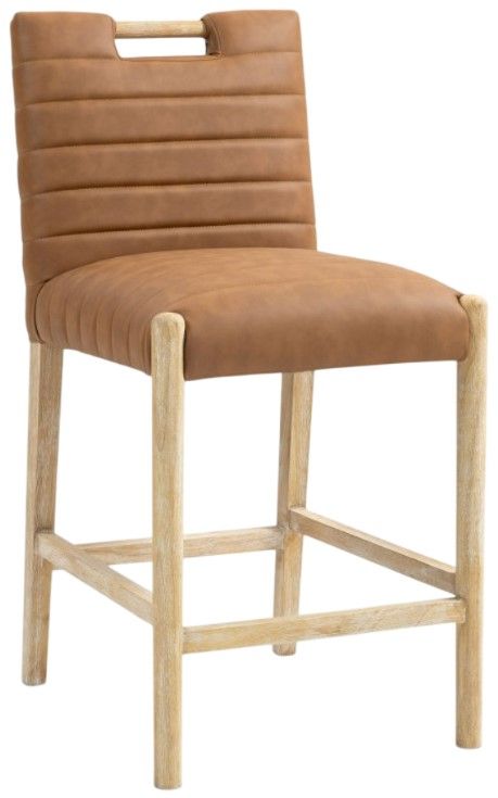 Meridian Furniture Aimee Cognac/Natural Leather Counter Stool-0