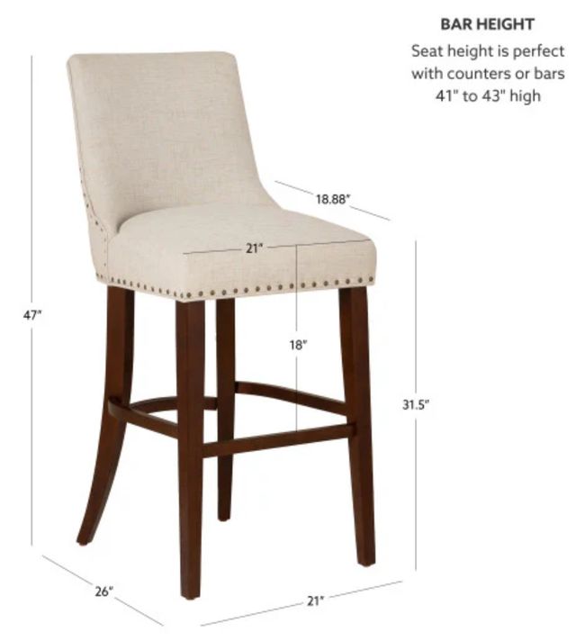 Powell® Auden Beige/Natural Espresso Bar Stool-2