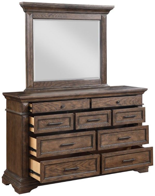 New Classic® Home Furnishings Mar Vista Walnut Dresser and Mirror Set-3