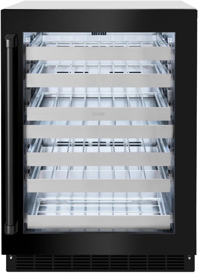 ZLINE Touchstone 24" 4.8 Cu. Ft. Stainless Steel Wine Cooler with Black Stainless Steel Glass Door-0