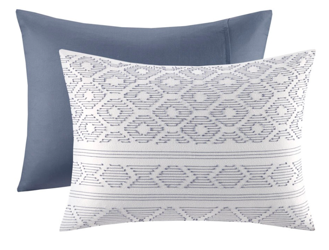 Olliix by Urban Habitat Lizbeth 5 Piece Indigo/White King/California King Cotton Clip Jacquard Comforter Set-2