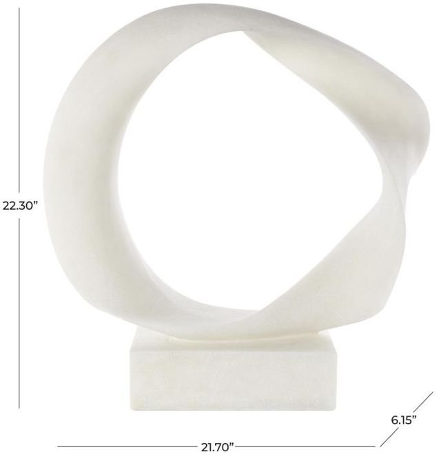 Deco Marche White Polystone Open Wave Sculpture with Elevated Base-3