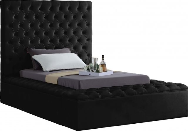 Meridian Furniture Bliss Black Velvet Twin Bed-1