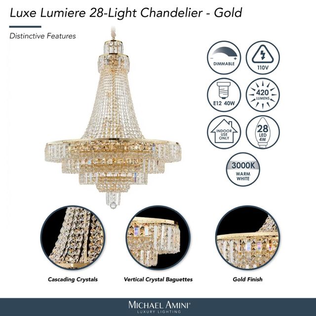 Michael Amini® Luxe Lumiere Gold 28-Light Chandelier-3