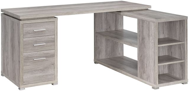 Coaster® Yvette Grey Driftwood L-Shape Office Desk-0