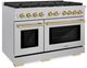 ZLINE Autograph Edition Paramount 48" Satin Stainless Steel Pro Style Dual Fuel Range with Champagne Bronze Accents-2