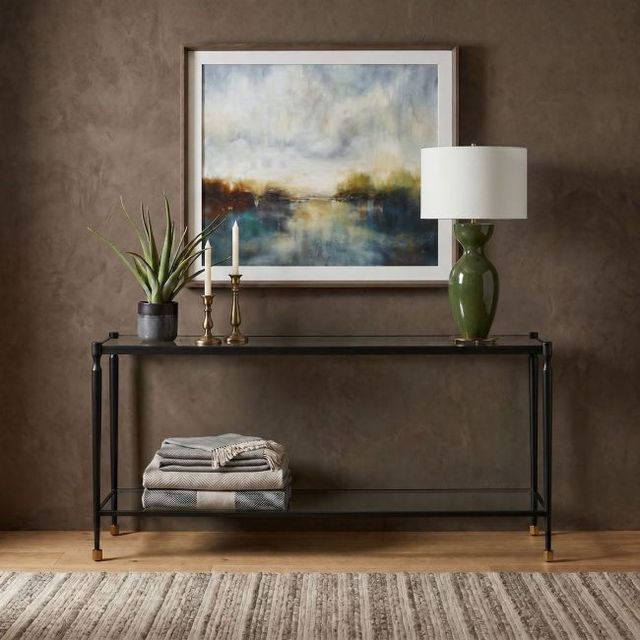 Uttermost® Javana Glass Top Console Table with Black Base-1