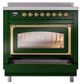 Ilve® Nostalgie II Noblesse 36'' Emerald Green Pro Style Induction Range with Brass Trim-3