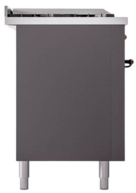 Ilve® Nostalgie II Noblesse 60'' Graphite Matte Pro Style Dual Fuel Range with Burnished Trim-2