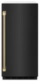 ZLINE Autograph Edition Touchstone 15" 66 lb. Stainless Steel Gourmet Ice Maker with Drain Pump and Black Stainless Steel Door with Champagne Bronze Helix Handle-0