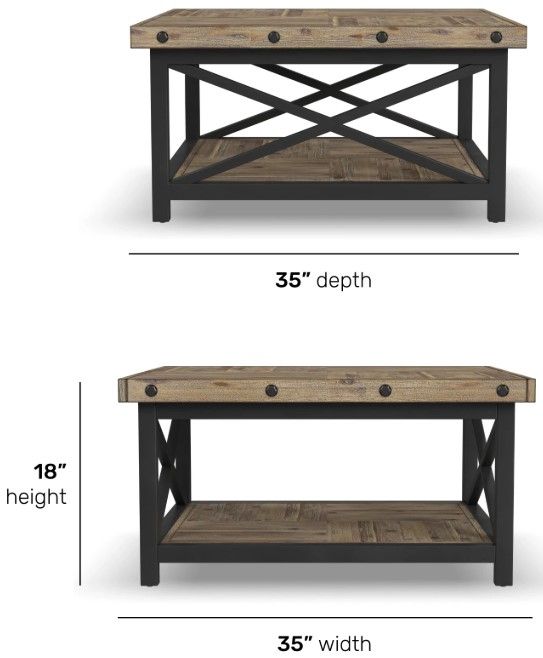 Flexsteel® Carpenter Light Brown Coffee Table with Black Metal Frame-2