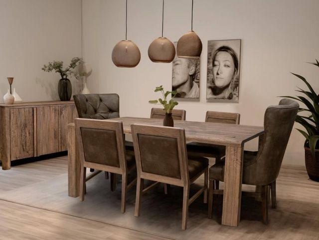 International Furniture Direct Xel-Ha Dark Hay Brown Upholstered Back Dining Side Chair-1