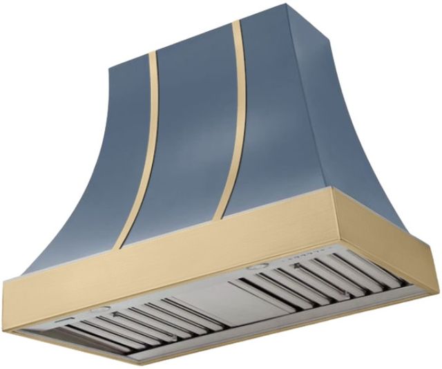 AGA Cascade 36" Stone Blue Wall Mounted Range Hood  with Brushed Brass Trim-0
