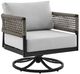Armen Living Alegria Black/Gray Aluminum/Fabric Outdoor Swivel Chair-0