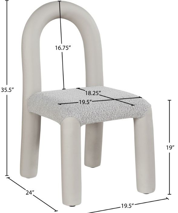 Meridian Furniture Amari Cream/Taupe Leather Upholstered Dining Chair-2