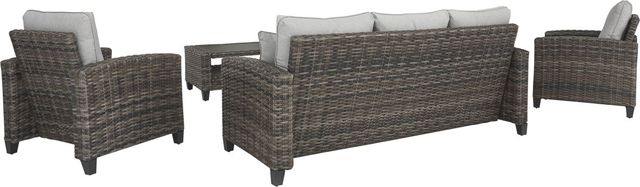 Signature Design by Ashley® Cloverbrooke 4-Piece Gray Outdoor Aluminum/Wicker Conversation Set-2