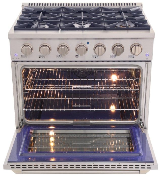 Kucht Professional KNG Series 36" Stainless Steel Pro Style Liquid Propane Gas Range with Red Door-1
