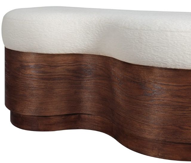 Meridian Furniture Savoy Cream/Walnut Upholstered Bench-4