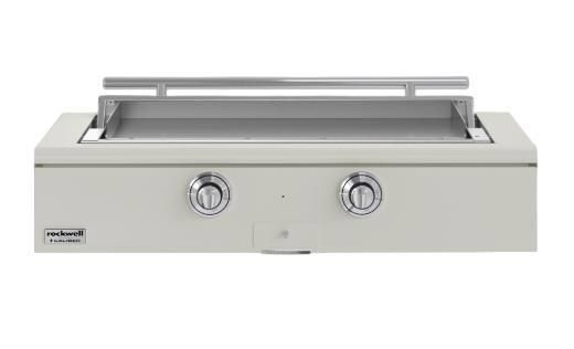 Caliber™ Rockwell Social 48" Antique White Built-In Natural Gas Outdoor Griddle with Polished Chrome Hardware-0