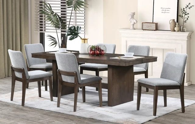 New Classic® Home Furnishings Kody 7-Piece Dark Walnut/Stone Gray Rectangle Dining Set-1
