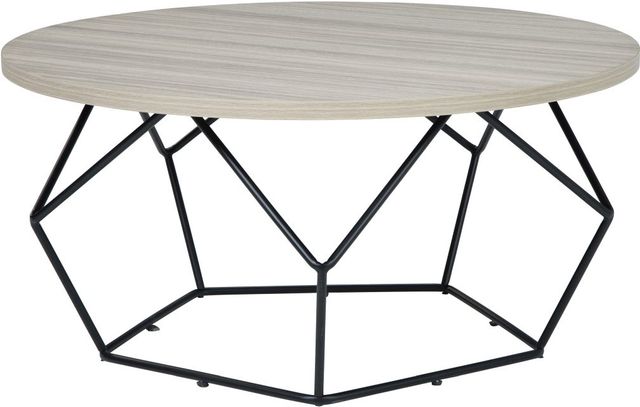 Signature Design by Ashley® Waylowe Light Brown Coffee Table with Black Metal Base-0
