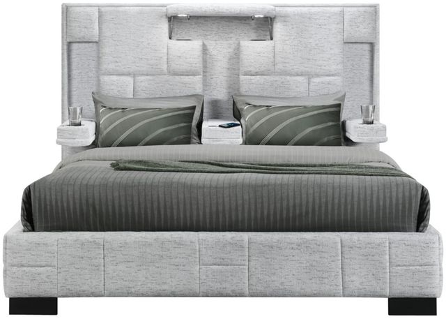 Global Furniture USA Oscar Gray King Panel Bed No Wood Trim-1