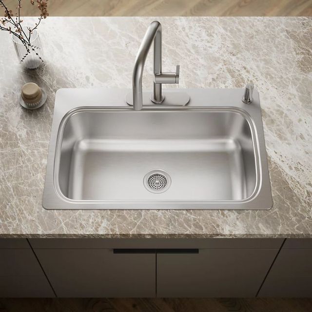 KOHLER® Verse™ Stainless Steel 33" 4-Faucet Hole Top-Mount Single-Bowl Kitchen Sink-1
