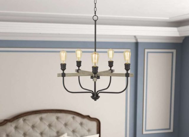 Cal® Lighting & Accessories Sion Iron/Natural Chandelier-2