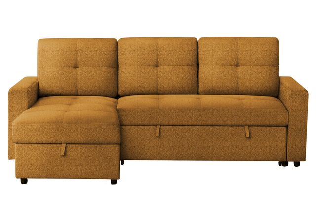 Monarch Specialties Inc. Lumos-68 Orange Sleeper Sofa Storage Lounger and Reversible Chaise-0