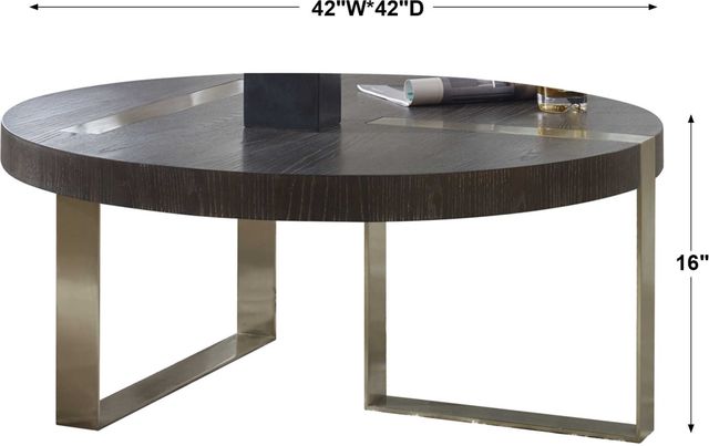 Uttermost® Converge Dry Ebony Coffee Table with Brushed Pewter Base-2