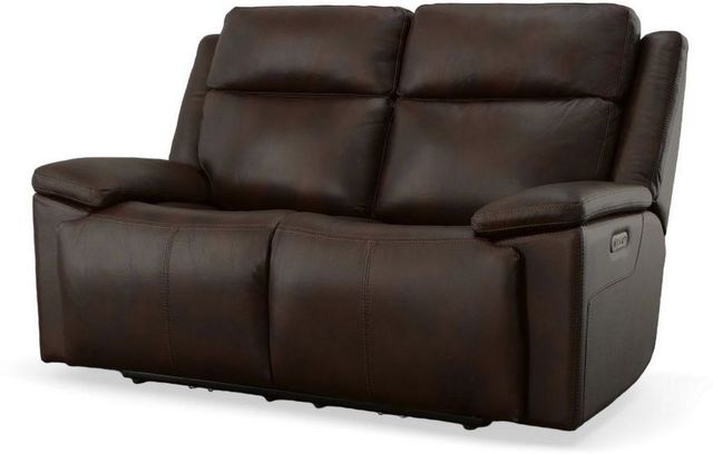 Flexsteel® Chance Brown Power Reclining Loveseat with Power Headrests-2
