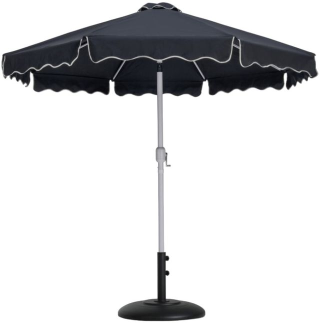 Meridian Furniture Amalfi Black/White/Black Aluminum Outdoor Patio Umbrella and Round Base-0