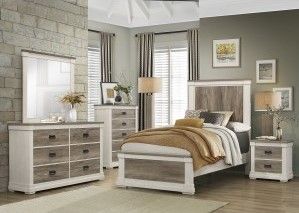 Mazin Furniture Arcadia White/Weathered Gray Twin Bed-2