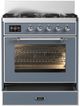 Ilve® Majestic III 30" Blue Grey Freestanding Dual Fuel Natural Gas Range with Triple Glass Door and Burnished Trim-1