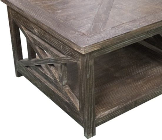 American Wholesale Furniture Barnwood X Squared Coffee Table-1