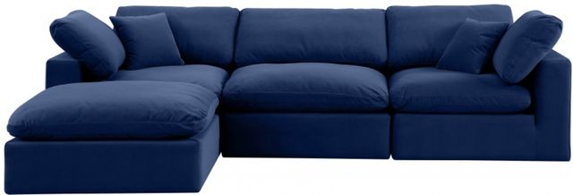 Meridian Furniture Comfy 4-Piece Navy Velvet Sectional-1