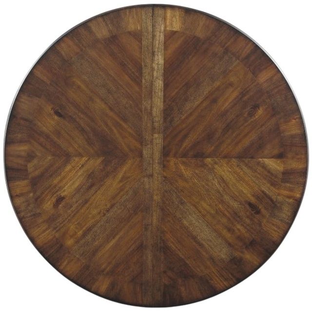 Flexsteel® Plymouth Medium Brown Top Round Pedestal Dining Table with Distressed Graywash Base-3