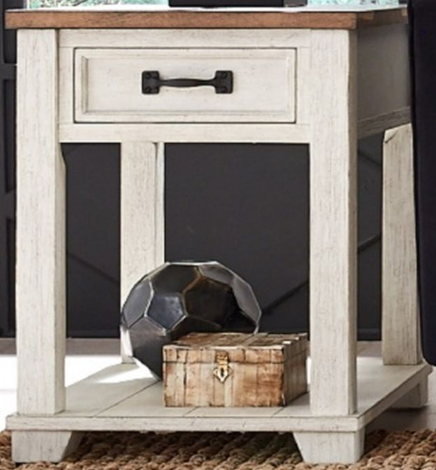 Null Furniture 5519 Toasted Almond Rectangular End with Rustic White Base-0