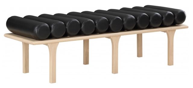 Meridian Furniture Landon Black/Natural Vegan Leather Bench-0