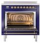 Ilve® Nostalgie II Noblesse 36'' Midnight Blue Pro Style Induction Range with Brass Trim-2