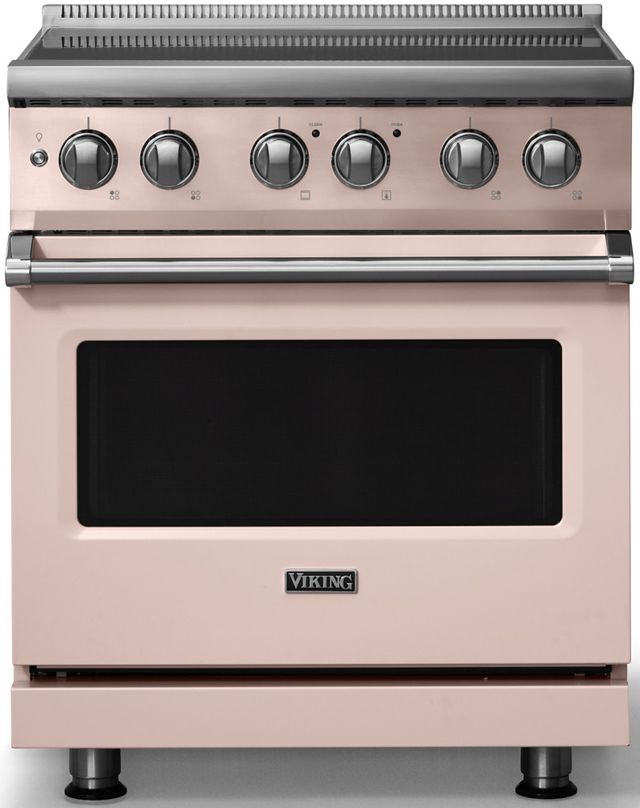 Viking® 5 Series 30" Blush Pro Style Induction Range with Polished Chrome Trim-0