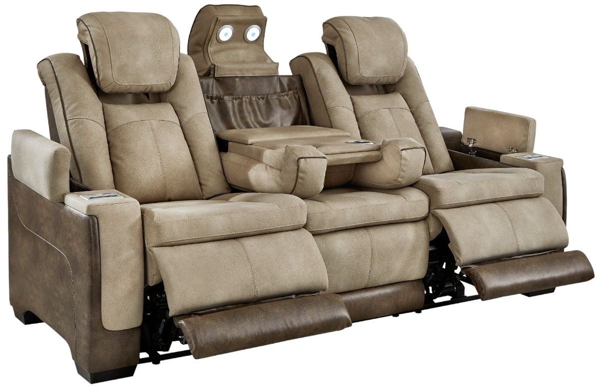 Signature Design by Ashley® Next-Gen DuraPella Sand Power Reclining Sofa with Adjustable Headrest
