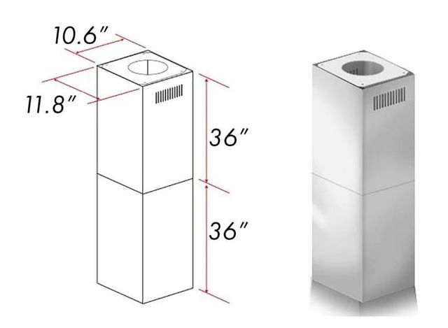 ZLINE 36" Stainless Steel Chimney Extension-2