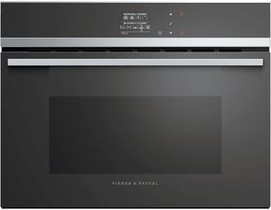 Front view of the Fisher & Paykel Series 9 24" Stainless Steel Electric Convection Speed Oven