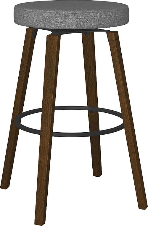Amisco Customizable Walden Swivel Bar Stool with Upholstered Seat, Solid Wood Legs and Metal Footrest-0